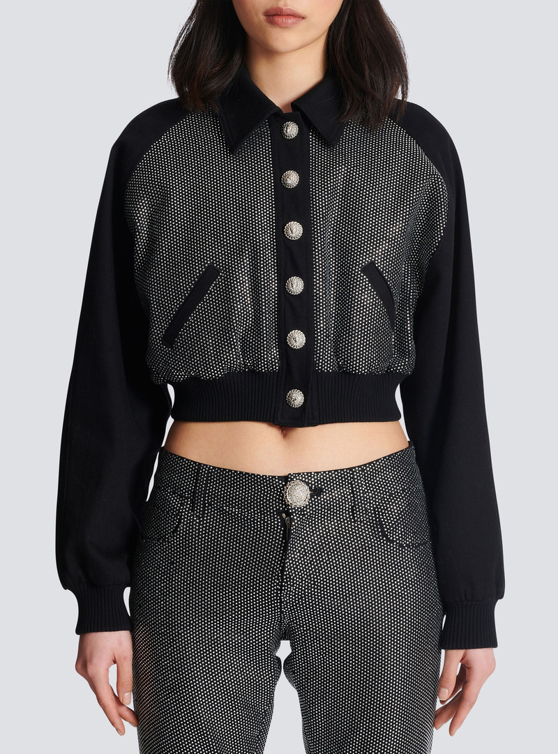 Cropped Balmain jacket with rhinestones 5