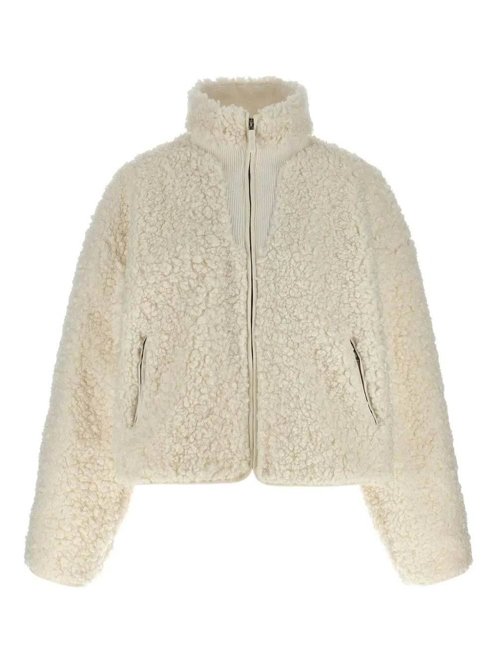 teddy-texture zip-front jacket - 1