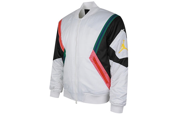 Air Jordan WINGS MA-1 Casual Sports Colorblock Stand Collar Jacket White CD5458-100 - 3