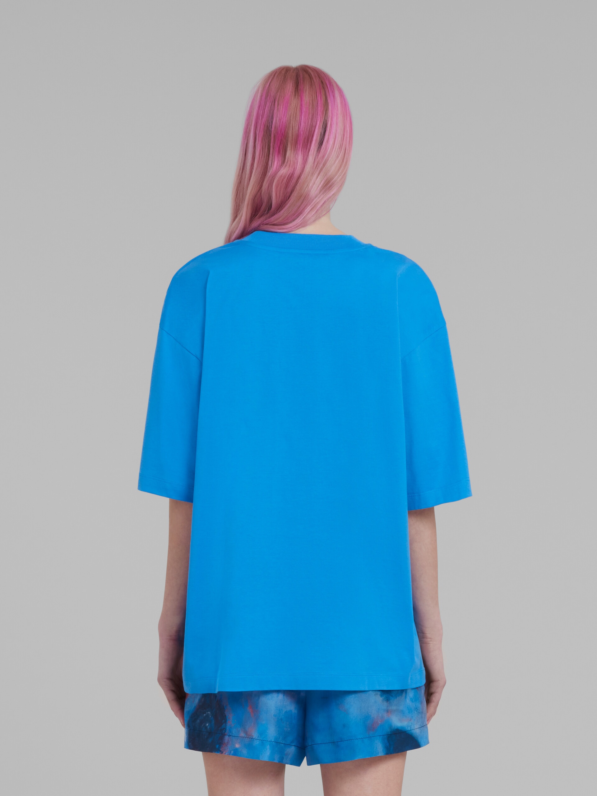 BLUE JERSEY T-SHIRT WITH BEADED MARNI LETTERING - 3