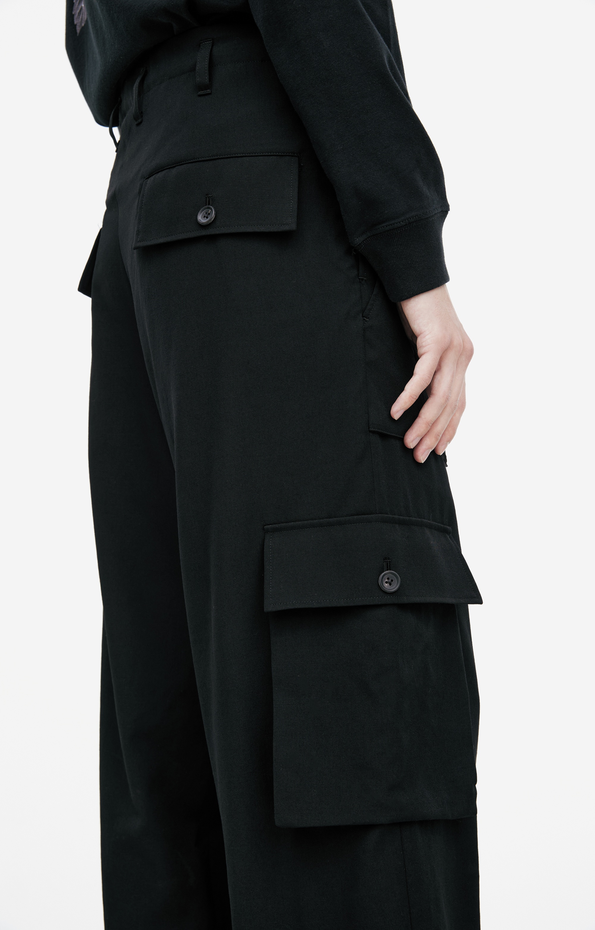 BLACK CARGO TROUSERS - 5