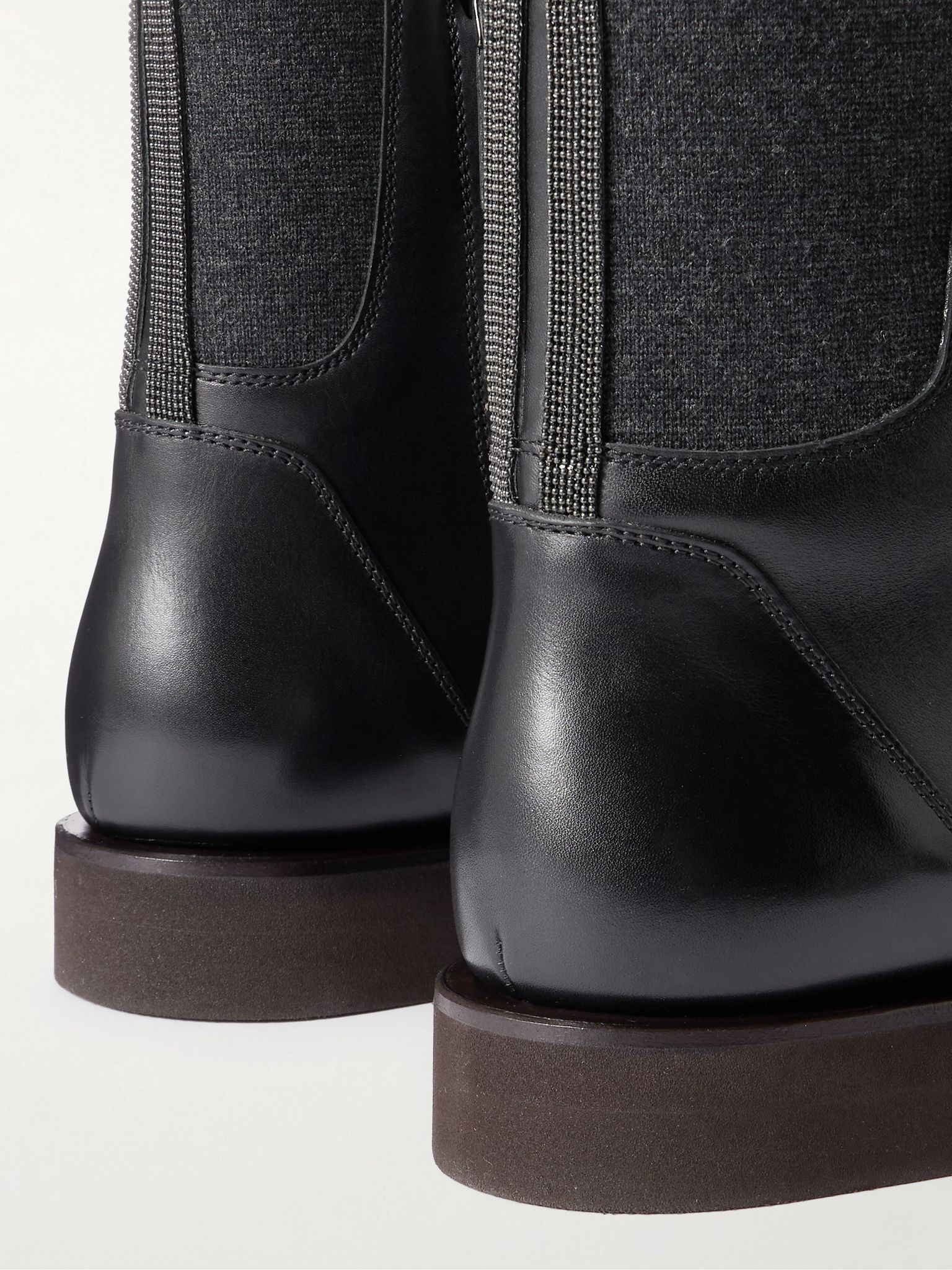 Bead-embellished leather Chelsea boots Black - 4