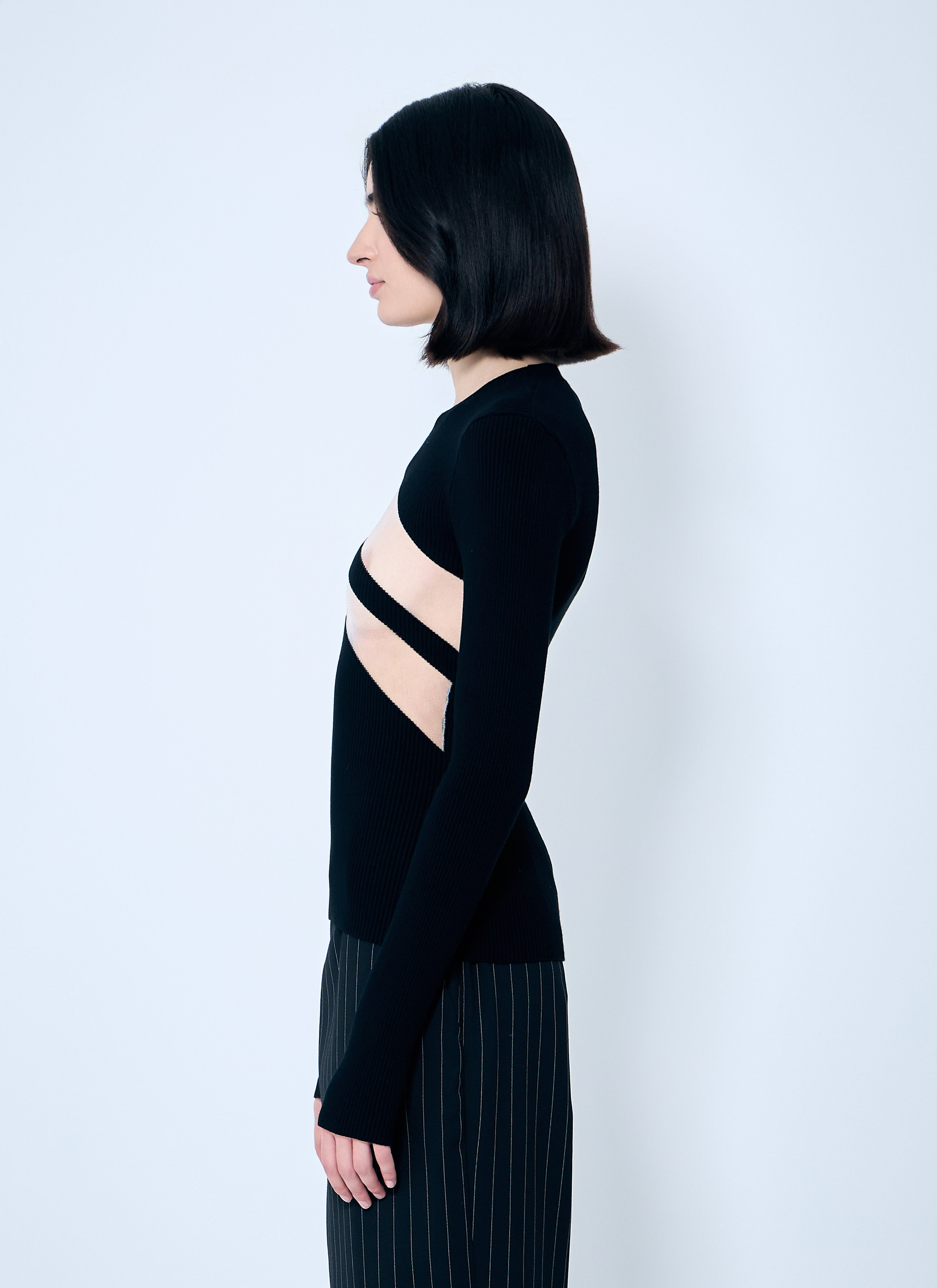 Jean Paul Gaultier Women Rib Sweater With Transparent Panels - 3