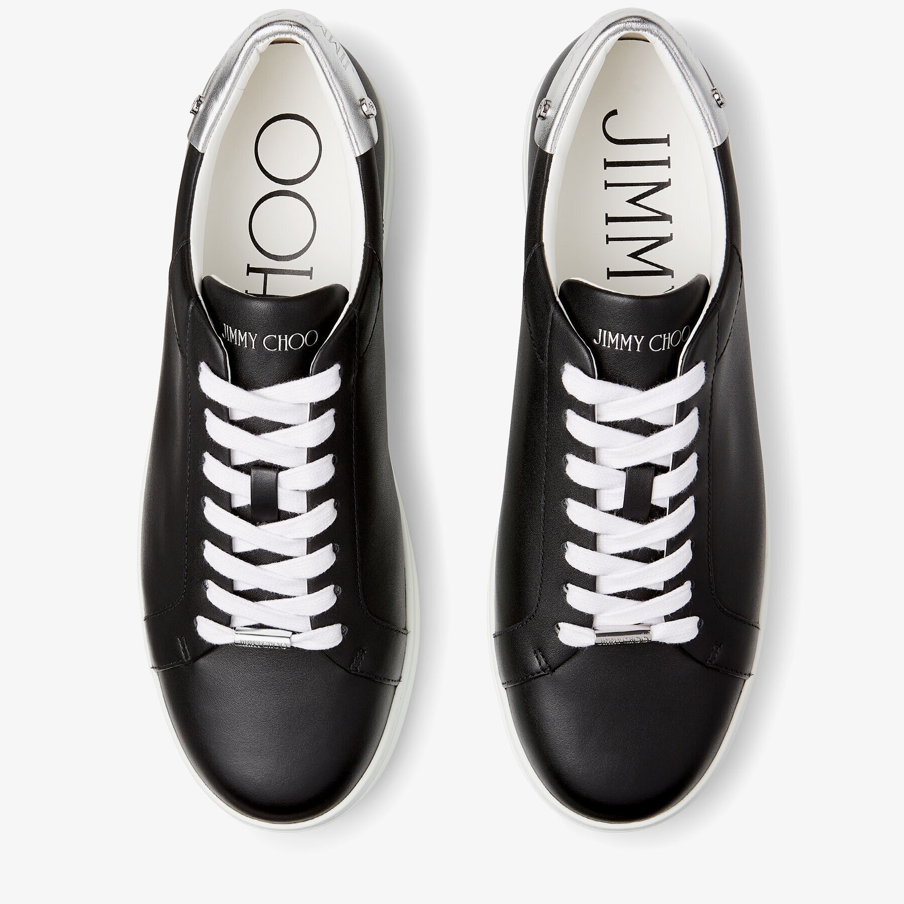 Rome/M
Black Calf Leather and Silver Metallic Nappa Low Top Trainers - 4