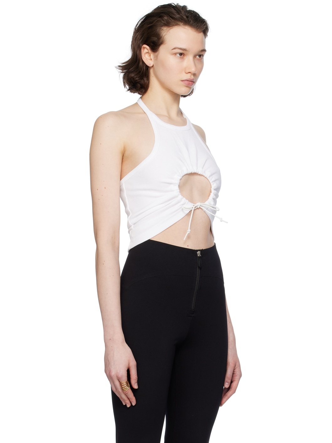 White Gathered Tank Top - 2