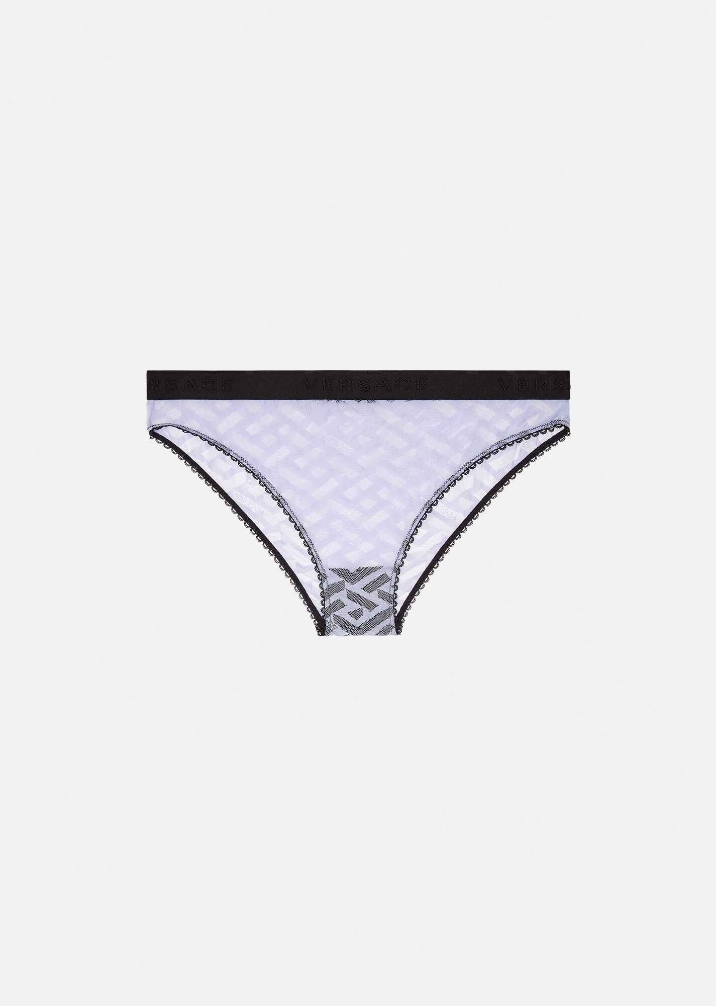 Greca Signature Print Tulle Briefs - 1