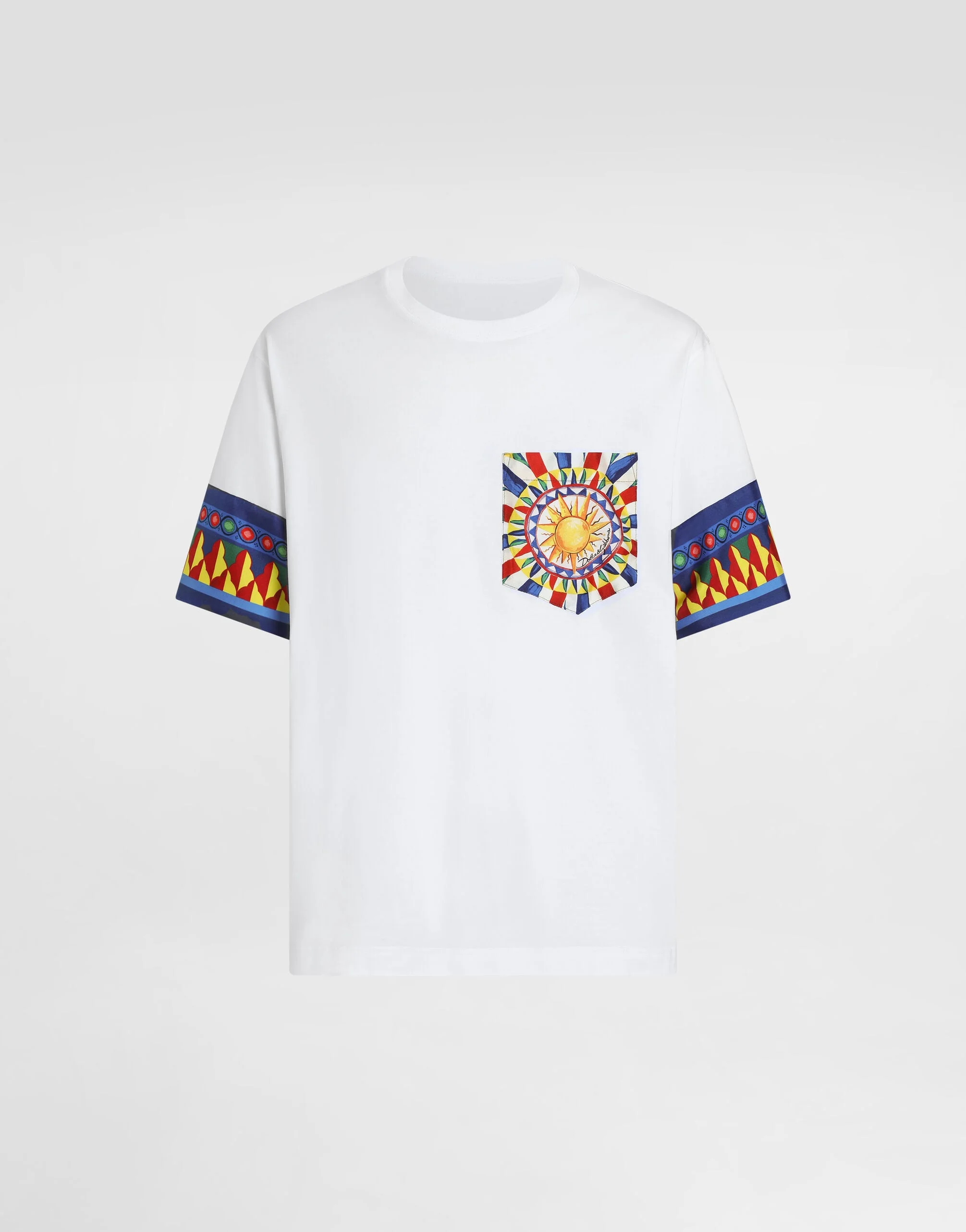 Cotton t-shirt with carretto-print - 1