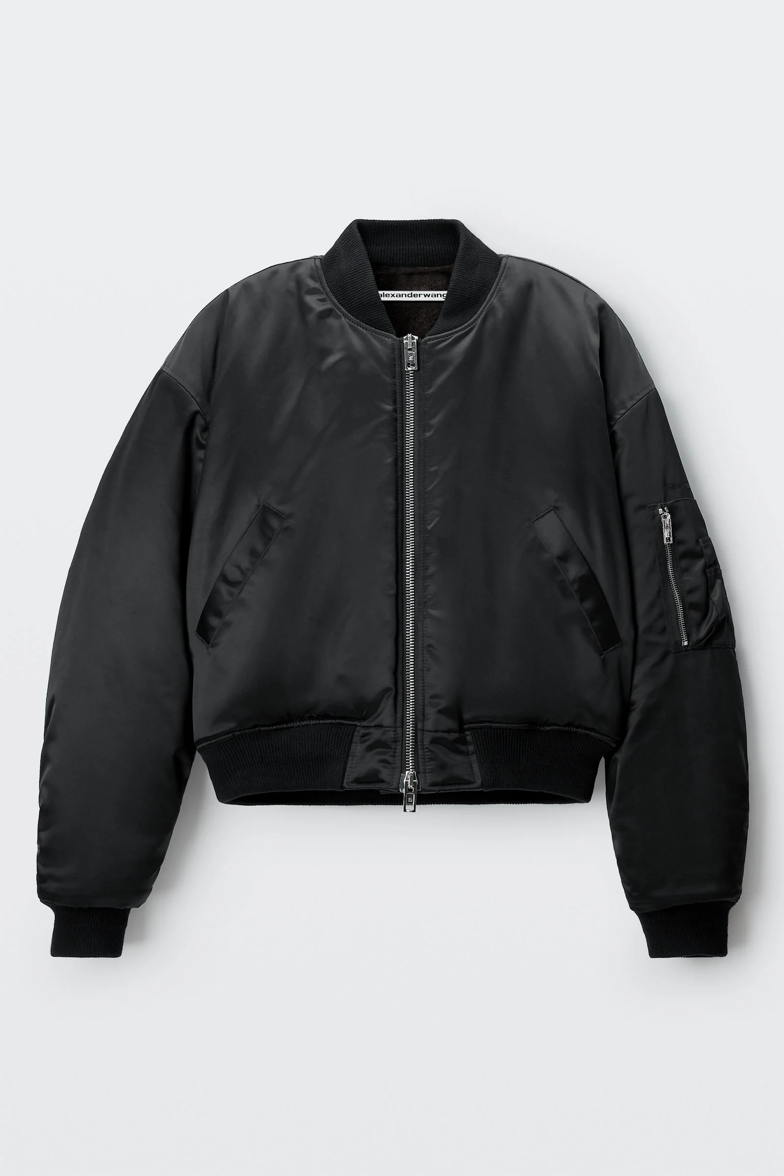 faux fur lined bomber jacket - 1