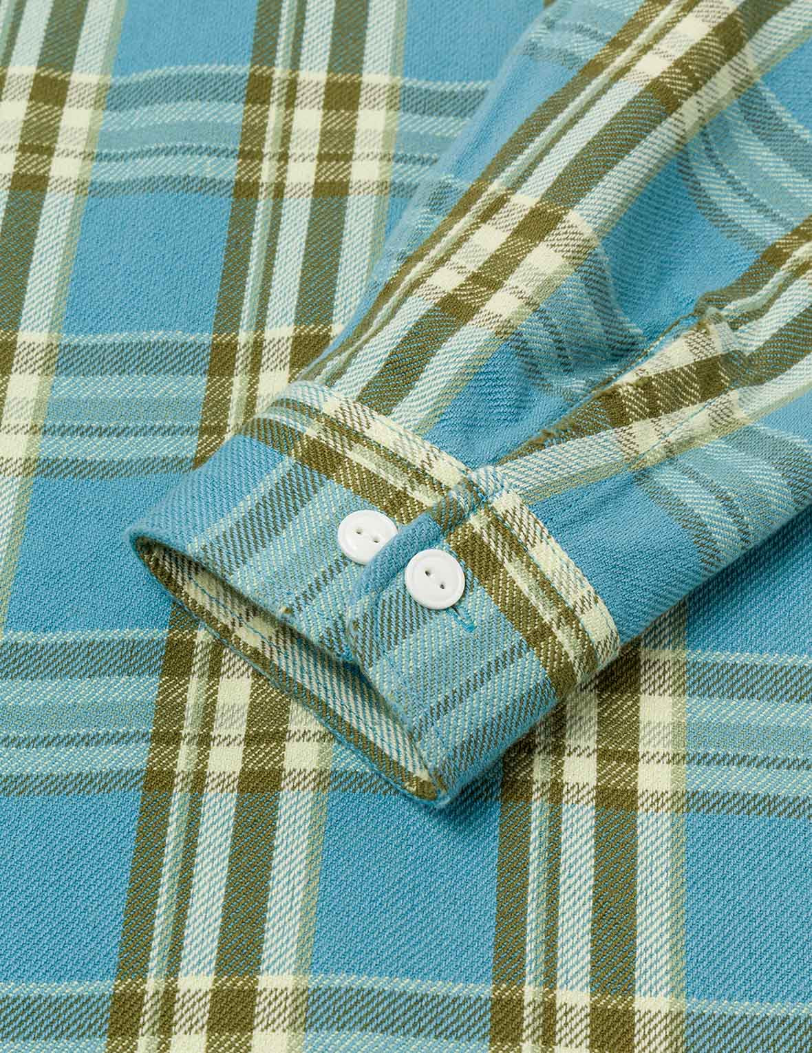 Seagull Print Relax Fit Plaid Flannel Shirt - 7