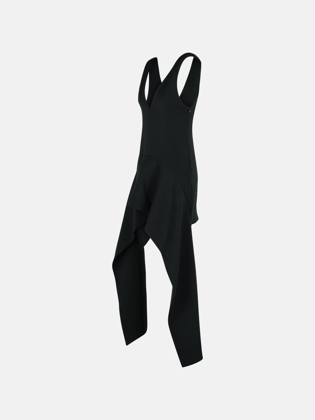 'DRAPED' BLACK POLYESTER BLEND DRESS - 2