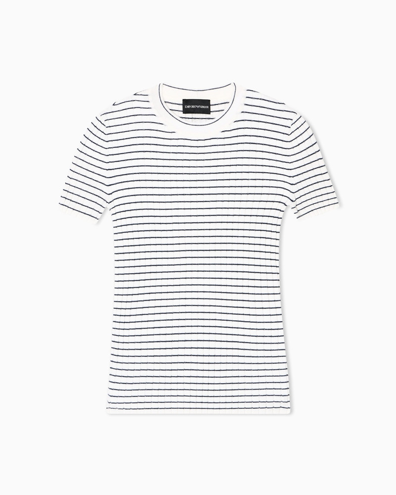 RIBBED T-SHIRT WITH STRIPED MOTIF 1