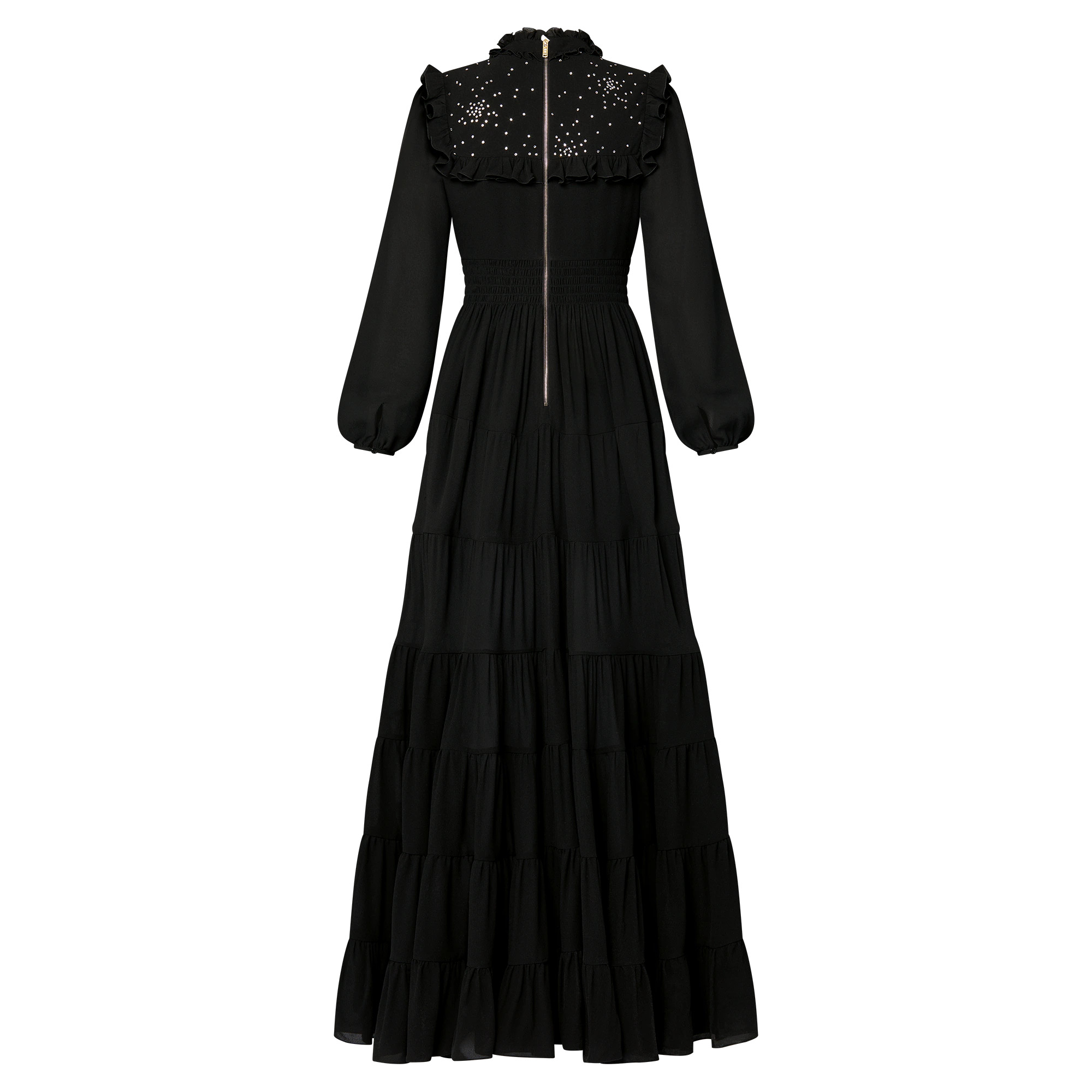 Rhinestone Bib Tiered Gown - 3