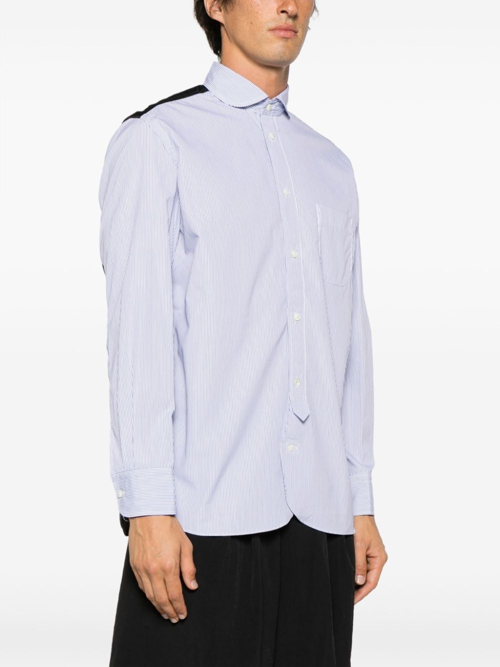 panelled striped cotton shirt - 3