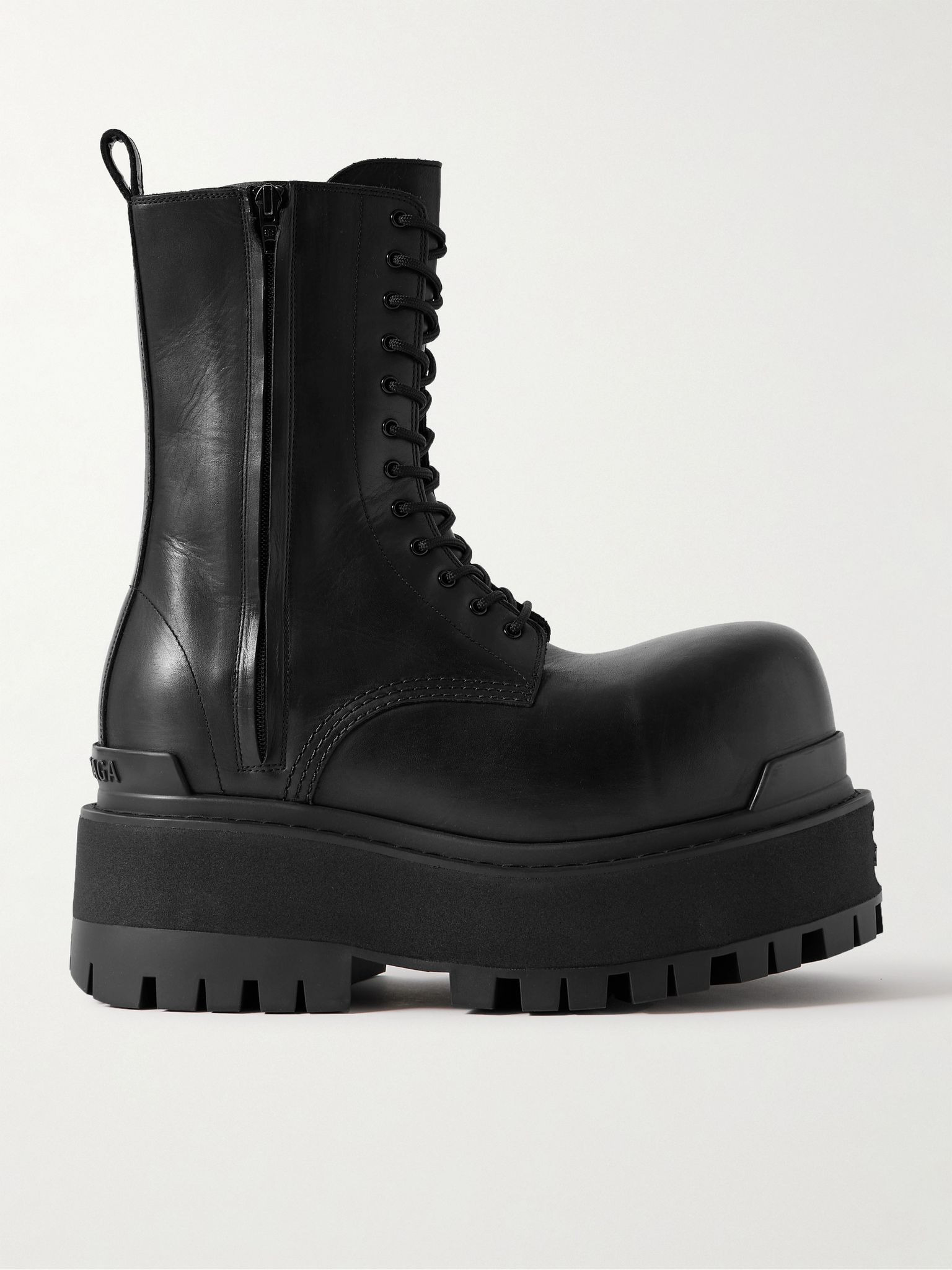 Giant Logo-Embellished Leather Boots Black - 1