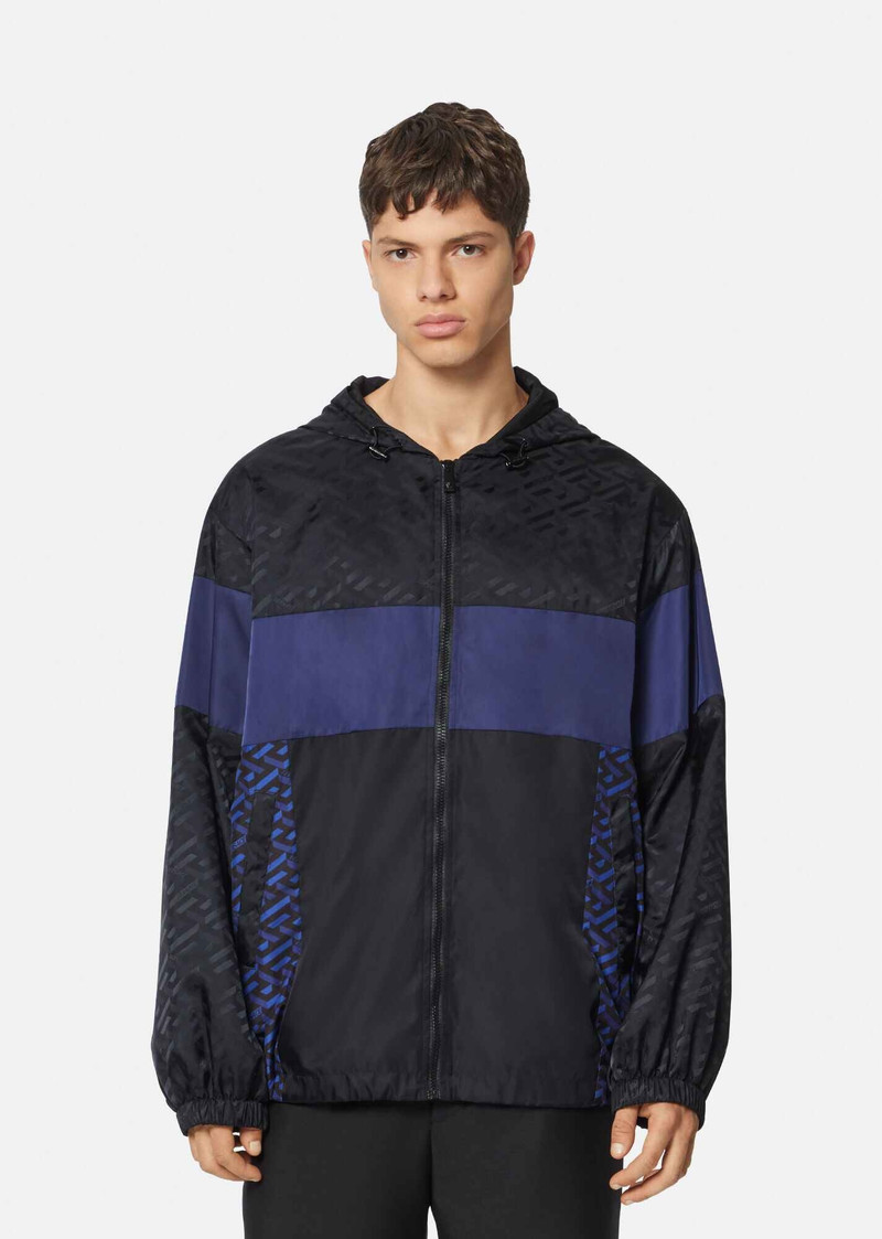 VERSACE La Greca Print Hooded Jacket outlook