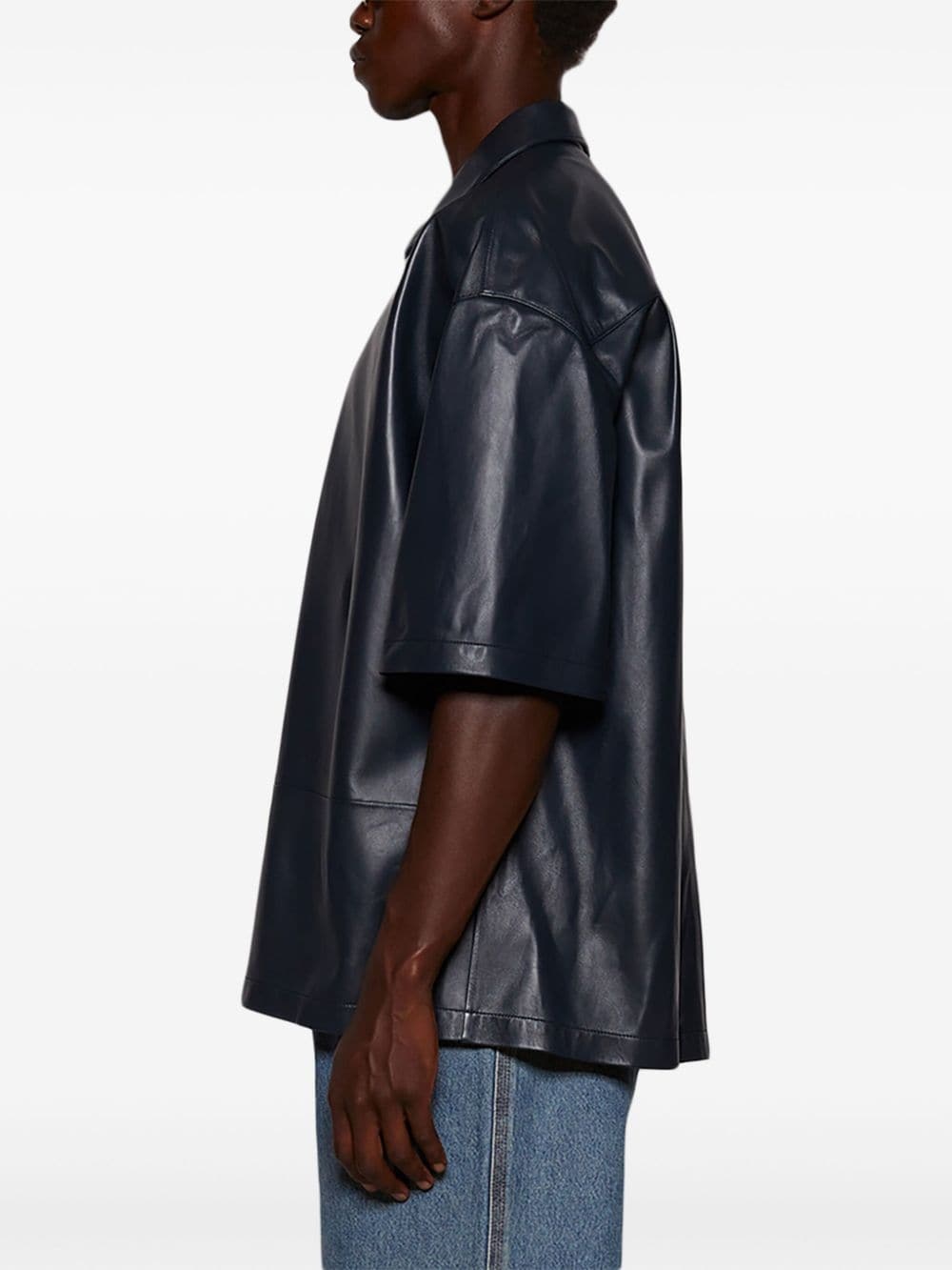 short sleeve leather shirt - 4