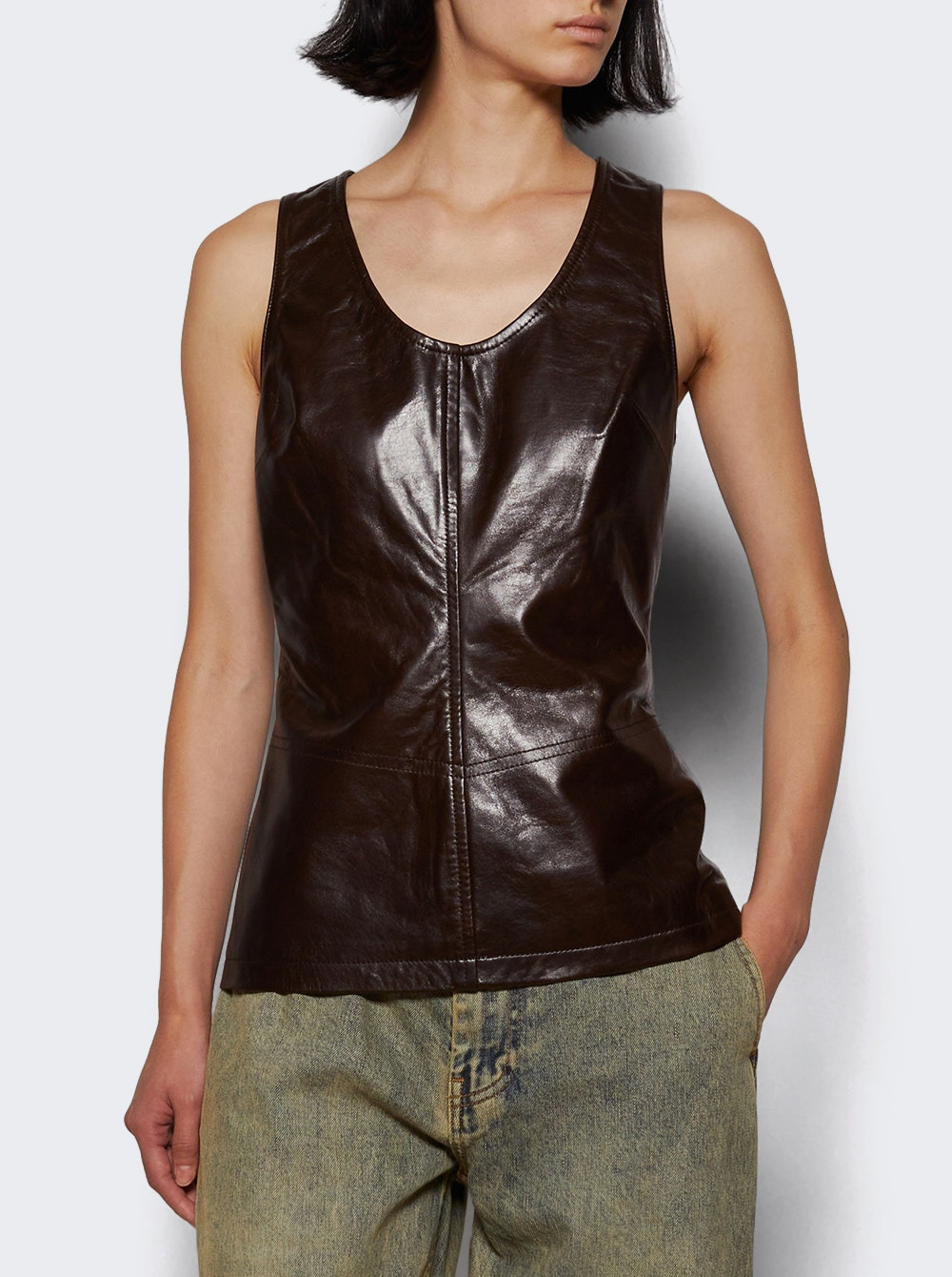 Leather Tank Dark Brown - 2