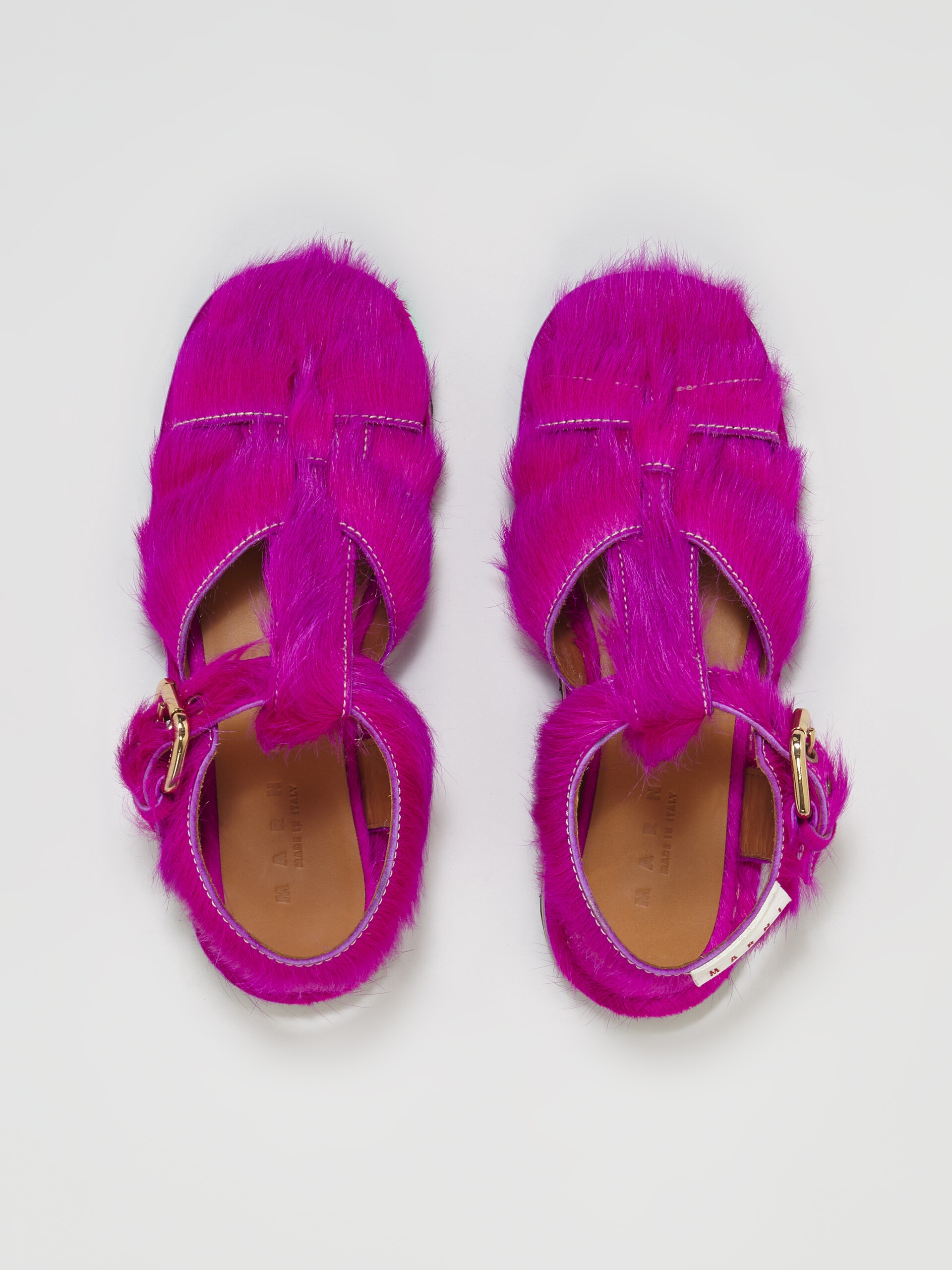 LONG FUCHSIA CALF HAIR FISHERMAN'S SANDAL - 4