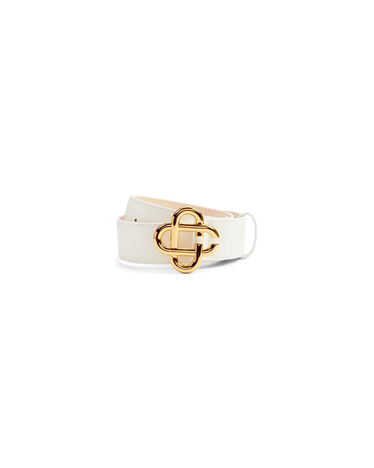 Womens White CC Logo Buckle Belt - 1