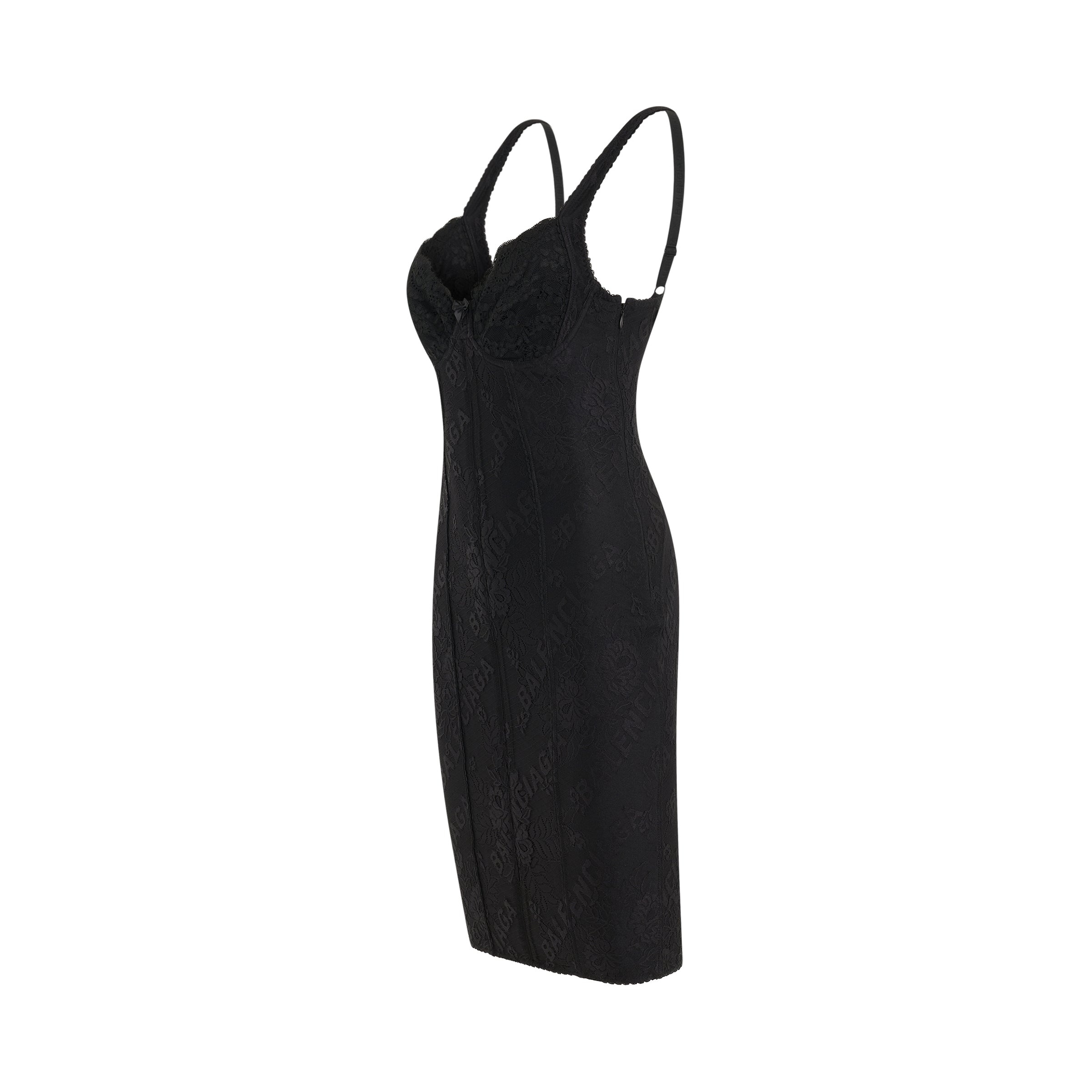 Lingerie Mini Dress in Black - 2