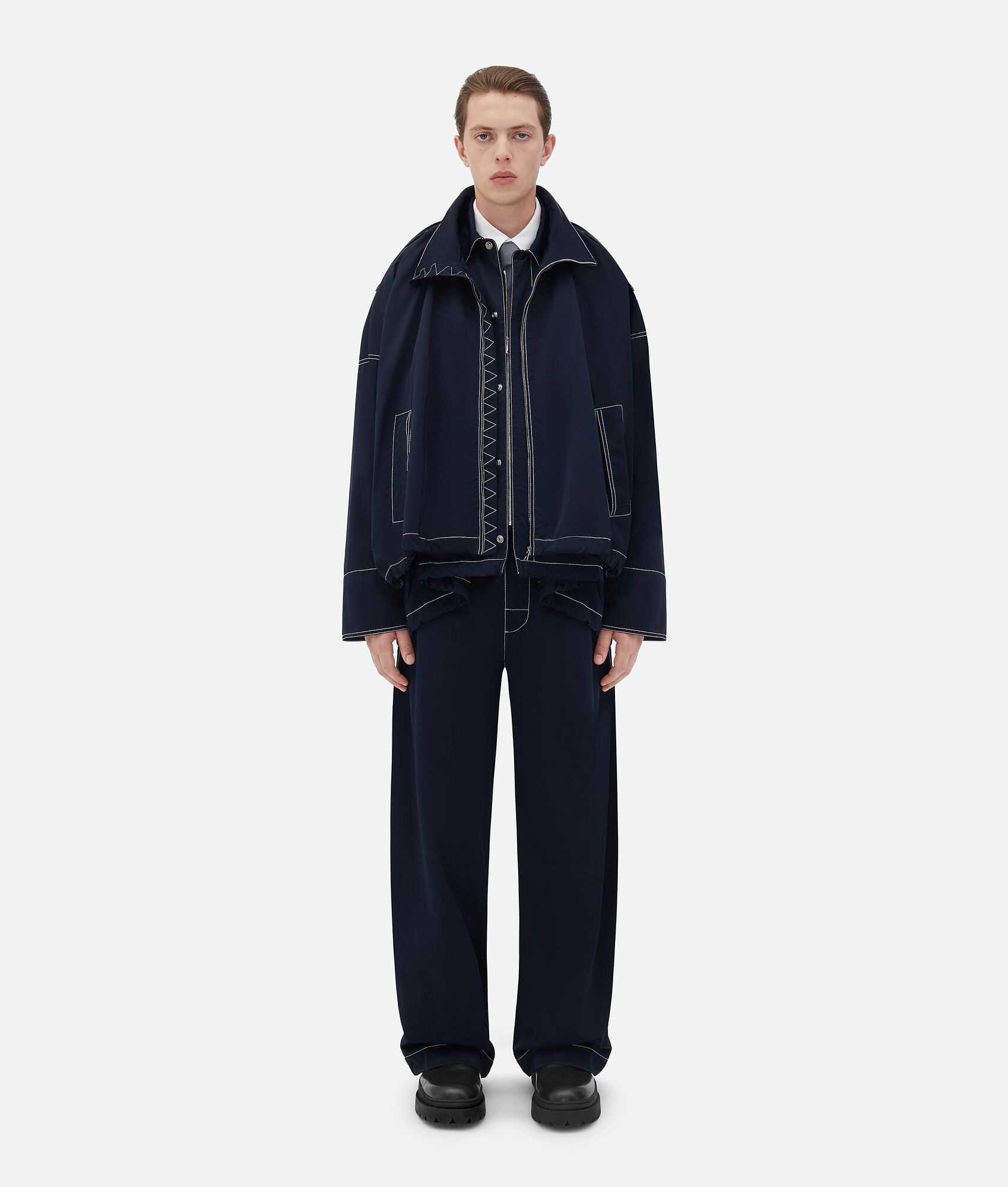 Tech Nylon Blouson With Leather Integrated Gilet - 8