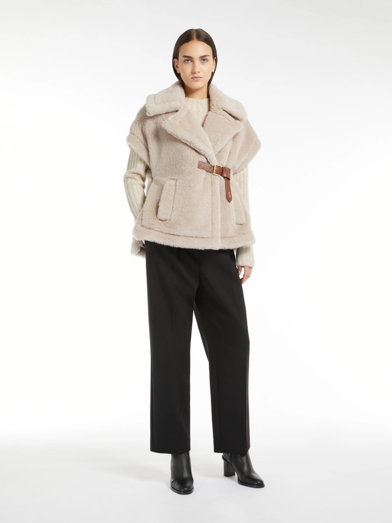 NEWABAVO1 Cape in alpaca and wool Teddy fabric - BEIGE 2