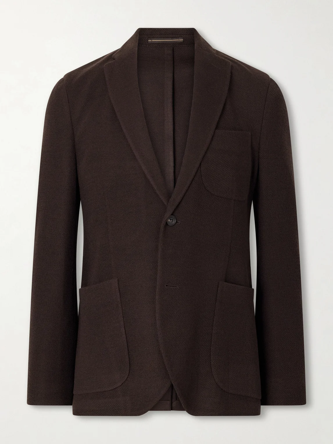 Wool-Blend Woven Waffle Jersey Blazer - 1