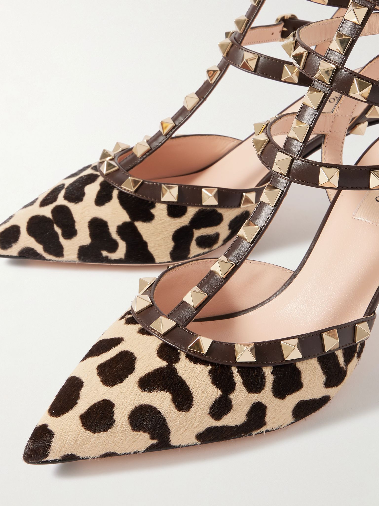 Rockstud 65 leopard-print calf hair pumps Leopard print - 4