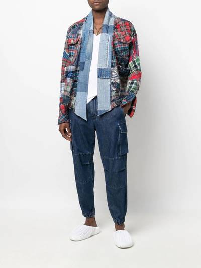 Greg Lauren shawl-collar patchwork shirt outlook