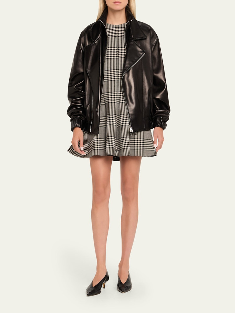 BRANDON MAXWELL The Emmett Layered Lambskin Leather Jacket outlook