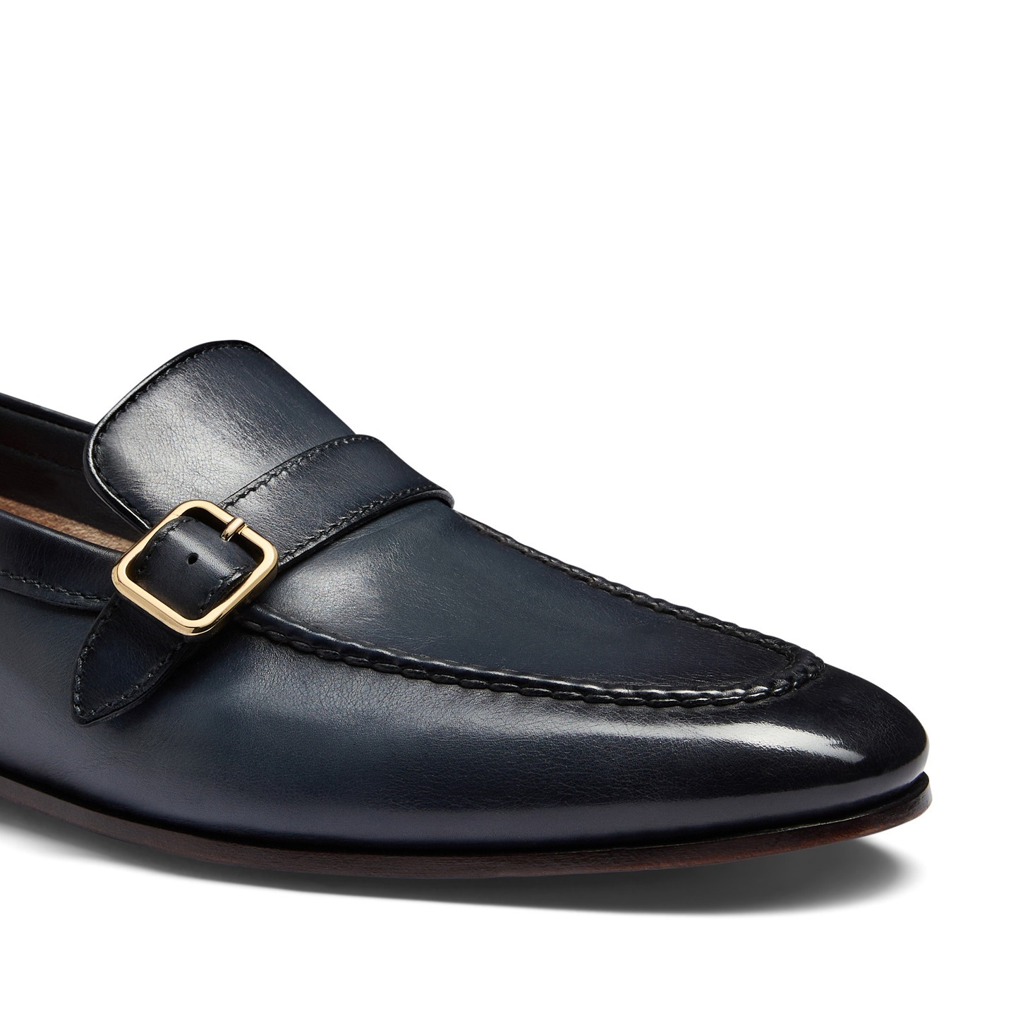 Men's blue leather single-buckle loafer - 6