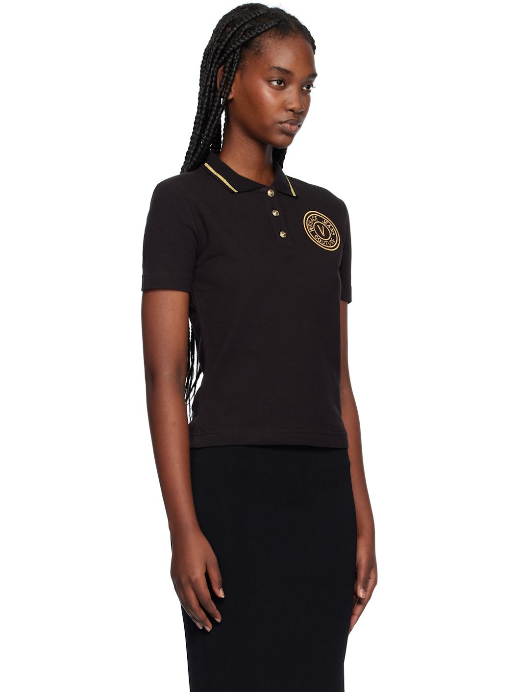 Black V Emblem Polo - 2