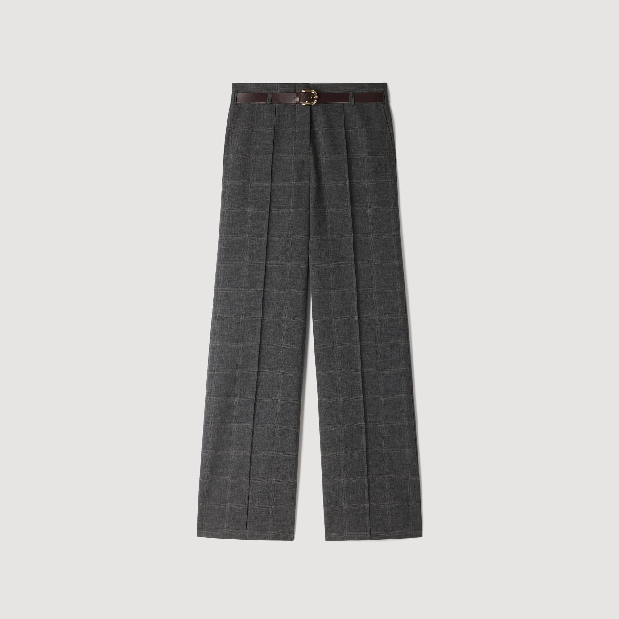 CHECKED STRAIGHT-LEG TROUSERS - 1
