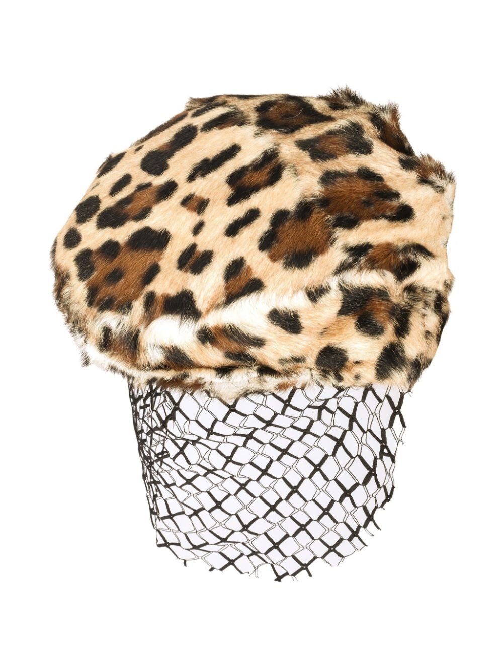 leopard-print veil hat - 3