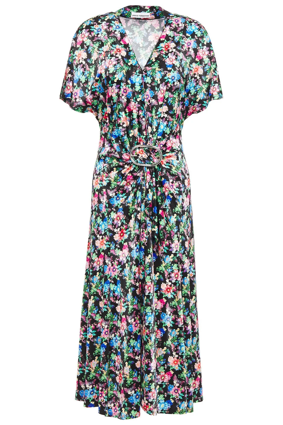 Gathered floral-print stretch-jersey midi dress - 1