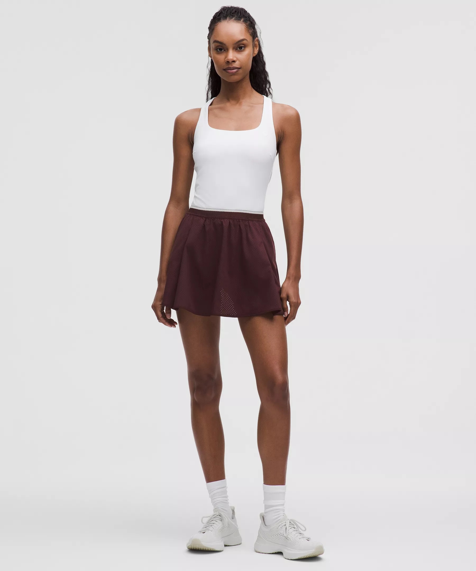 Perforated Narrow Waistband Tennis Skirt - 6