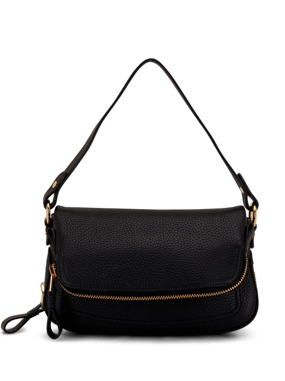 folded-design pebbled-leather shoulder bag - 1