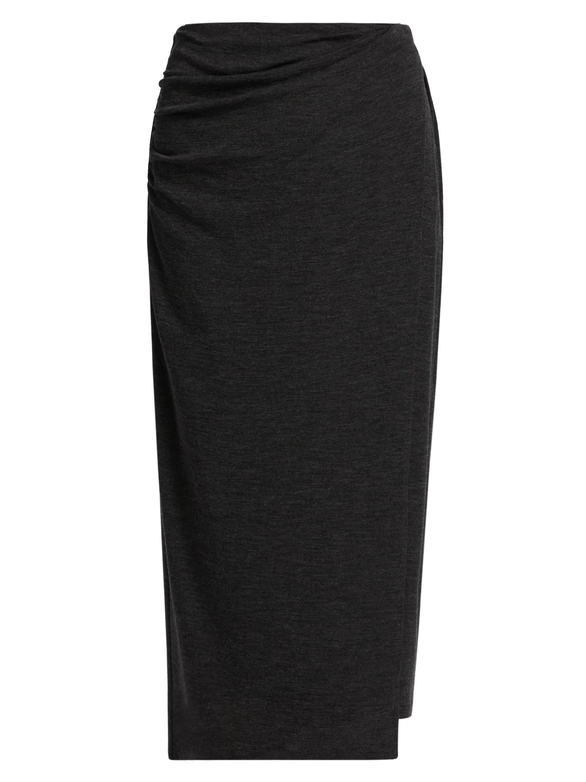 Women's Draped Wool-Blend Midi-Skirt - Dark Grey - 1