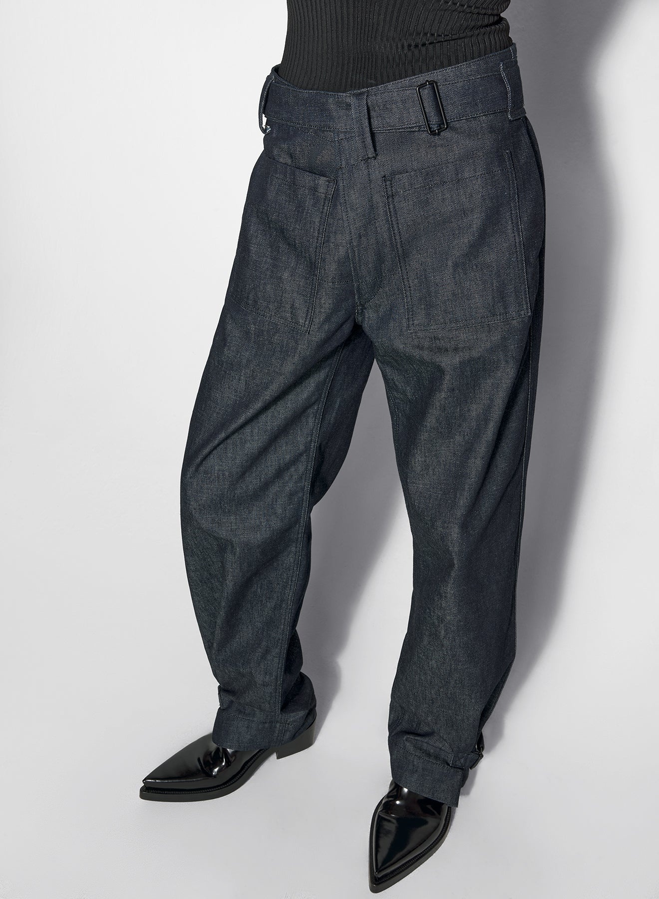 belted wide-leg raw denim jeans - 2