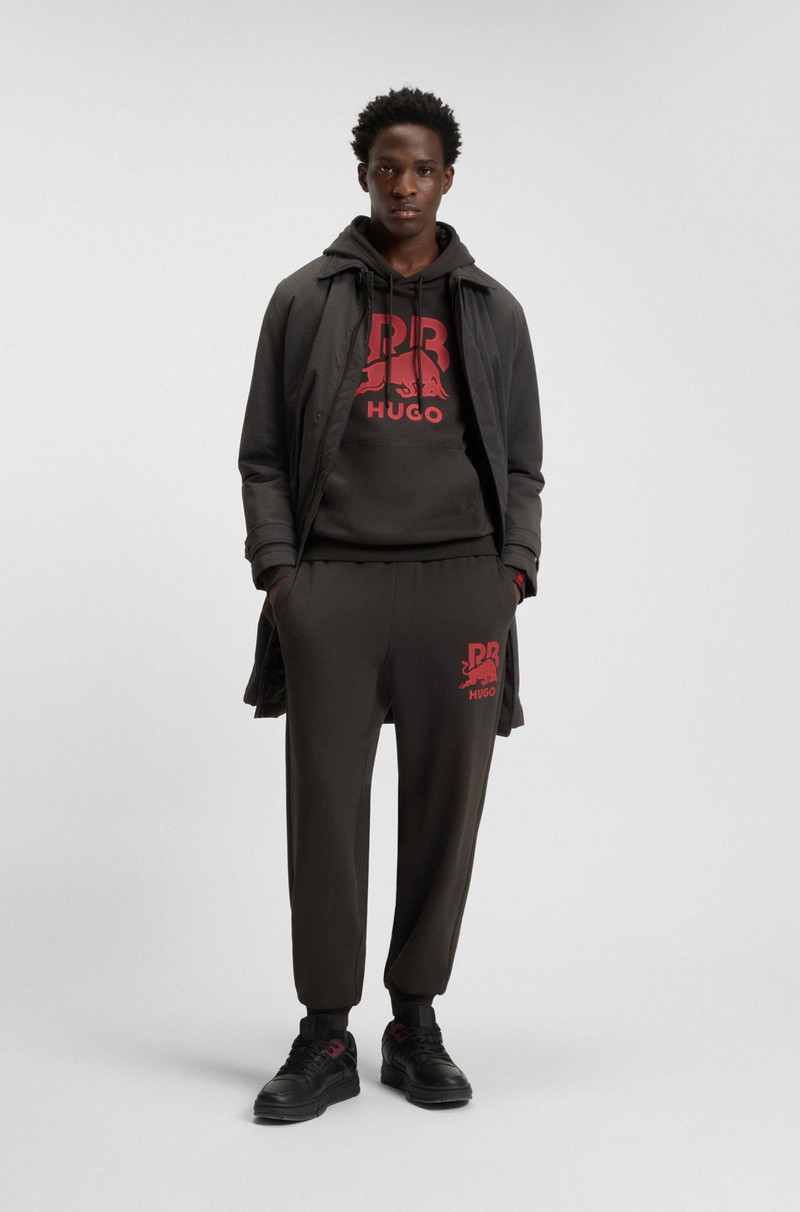 HUGO HUGO X RB COTTON-TERRY HOODIE WITH BULL GRAPHIC outlook