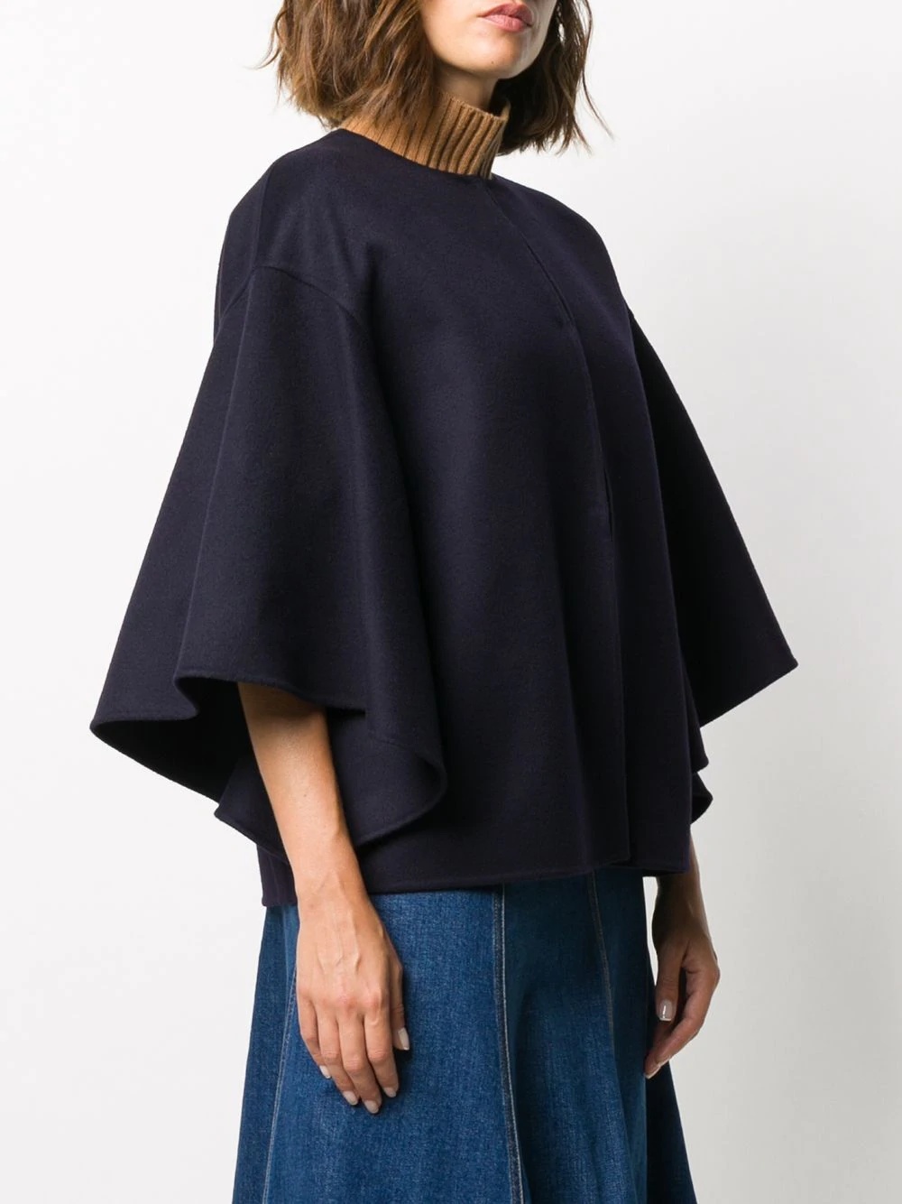 open front draped sleeves jacket - 3