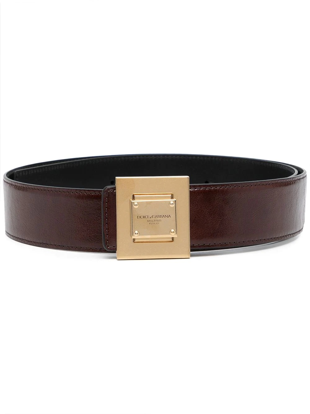 engraved-logo leather buckle belt - 1