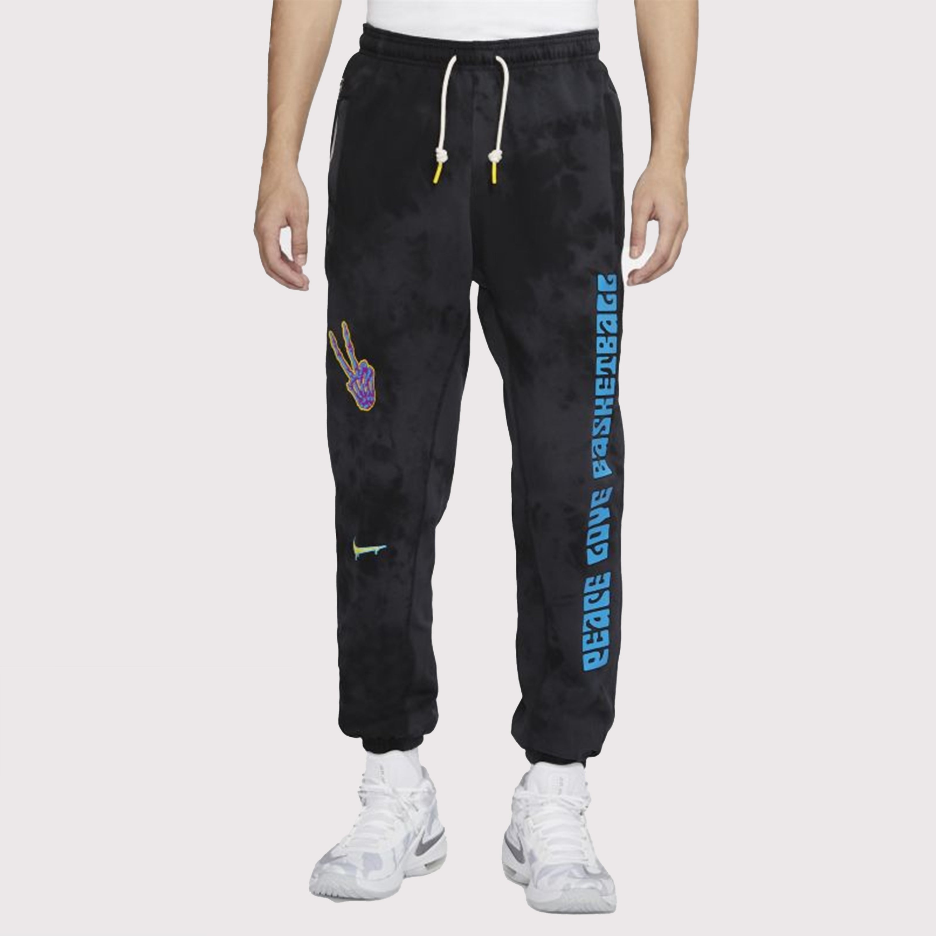 Nike Graffiti Embroidered Basketball Sports Fleece Lined Stay Warm Knit Long Pants Black CU3624-010 - 4