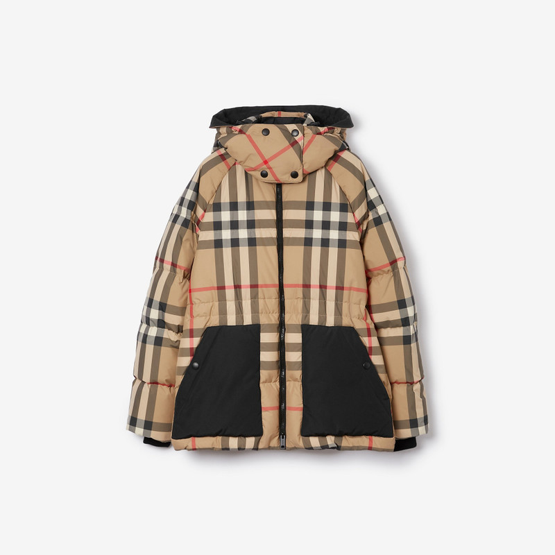 Detachable Hood Check Puffer Jacket - 1