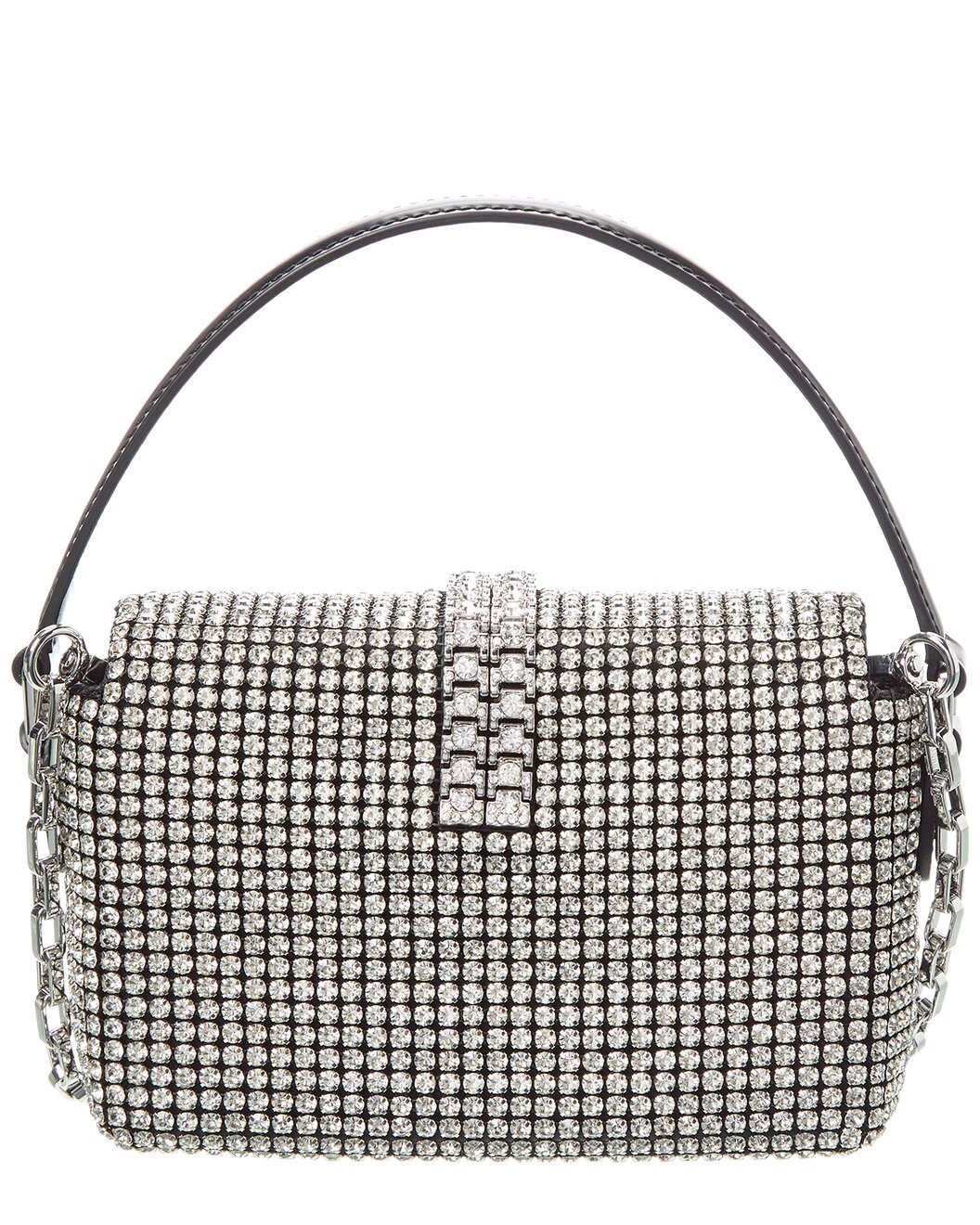 Self-Portrait Rhinestone Chainmail Leather Micro Bag - 2