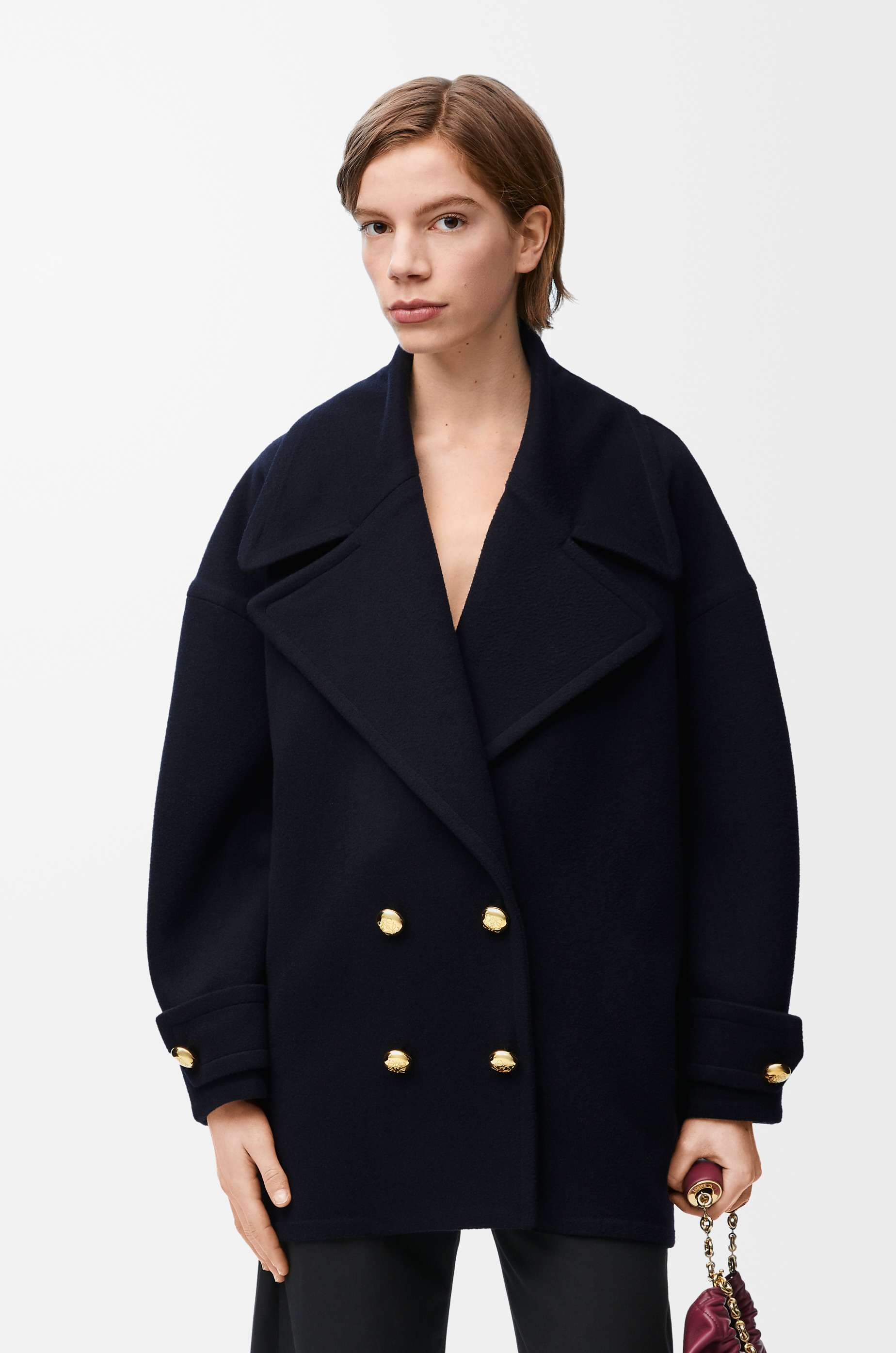 Pebble peacoat in wool - 3