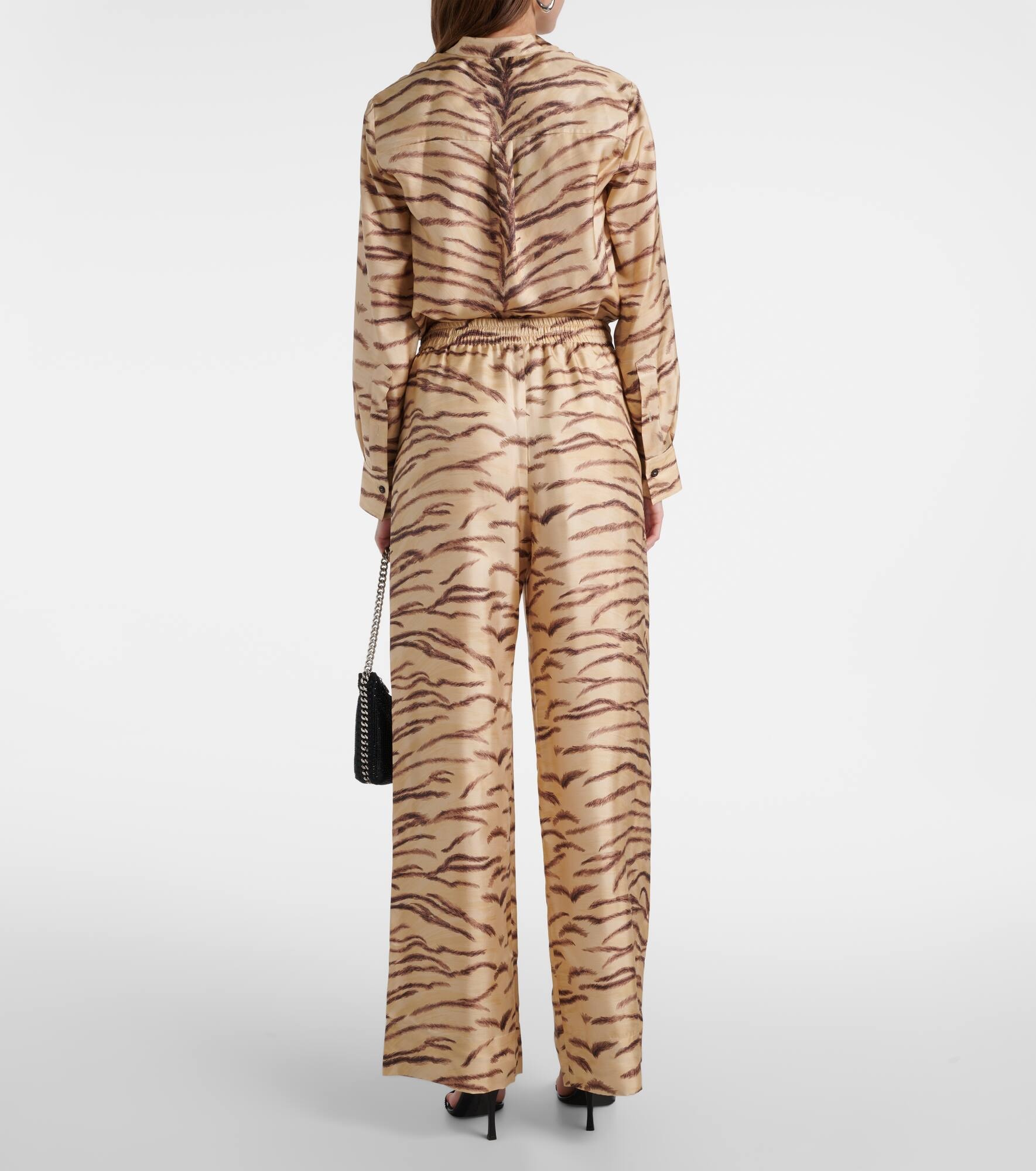 Printed high-rise silk wide-leg pants - 3