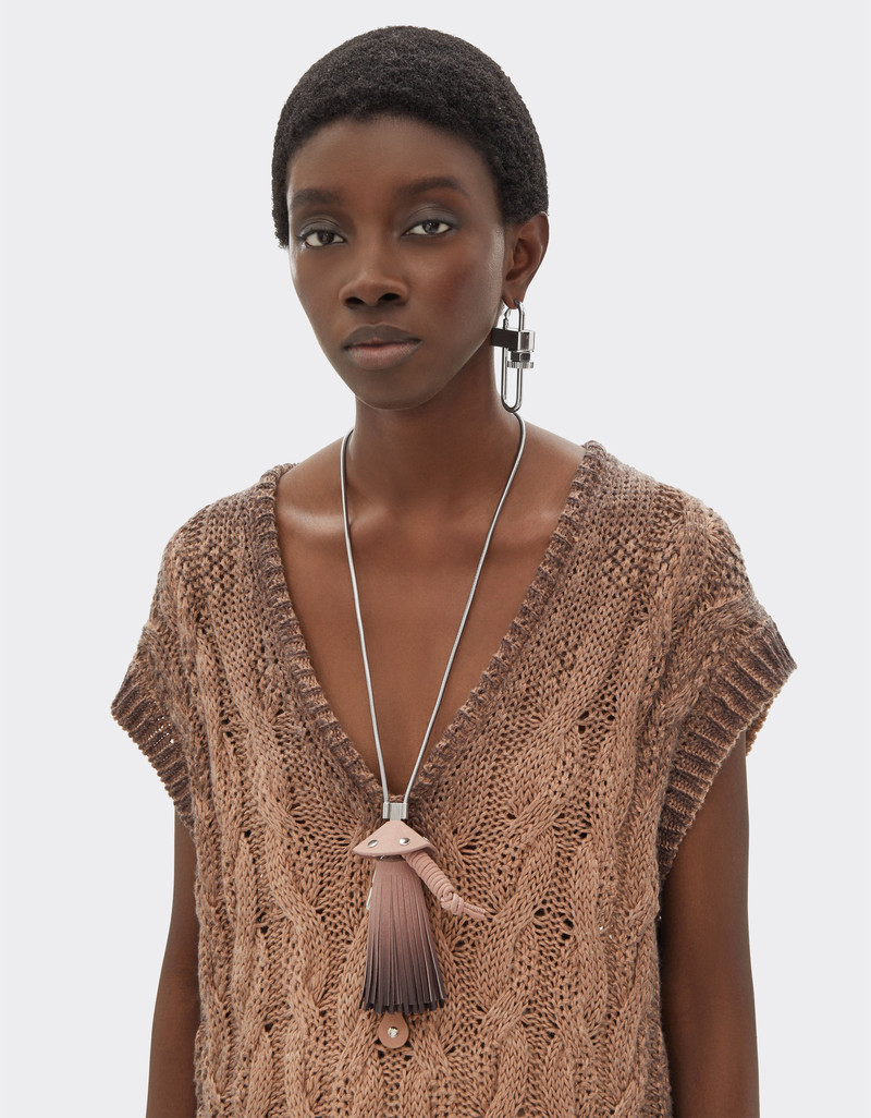 Metal and shaded leather necklace 3