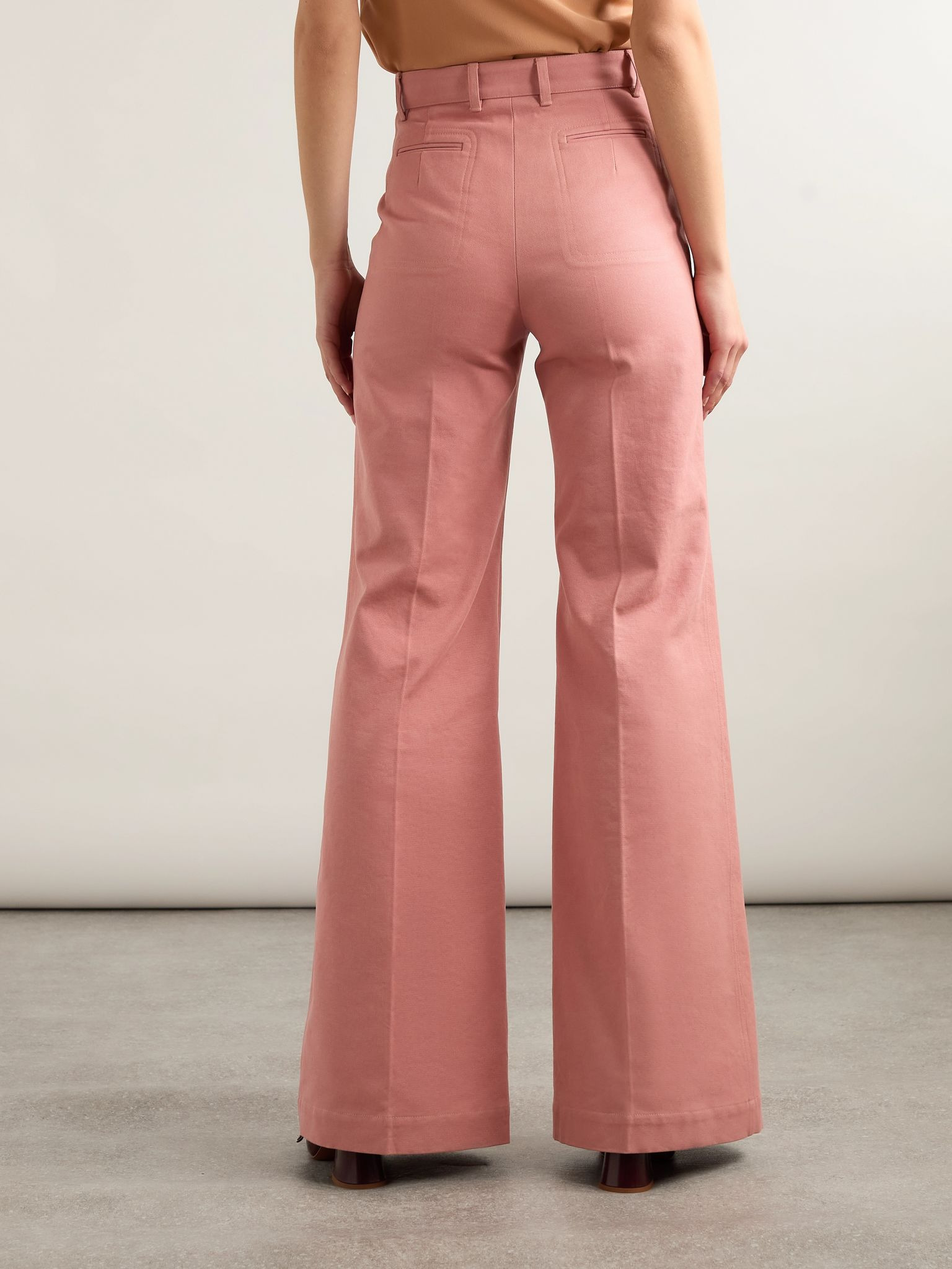 Organic cotton-canvas wide-leg trousers Pink - 4