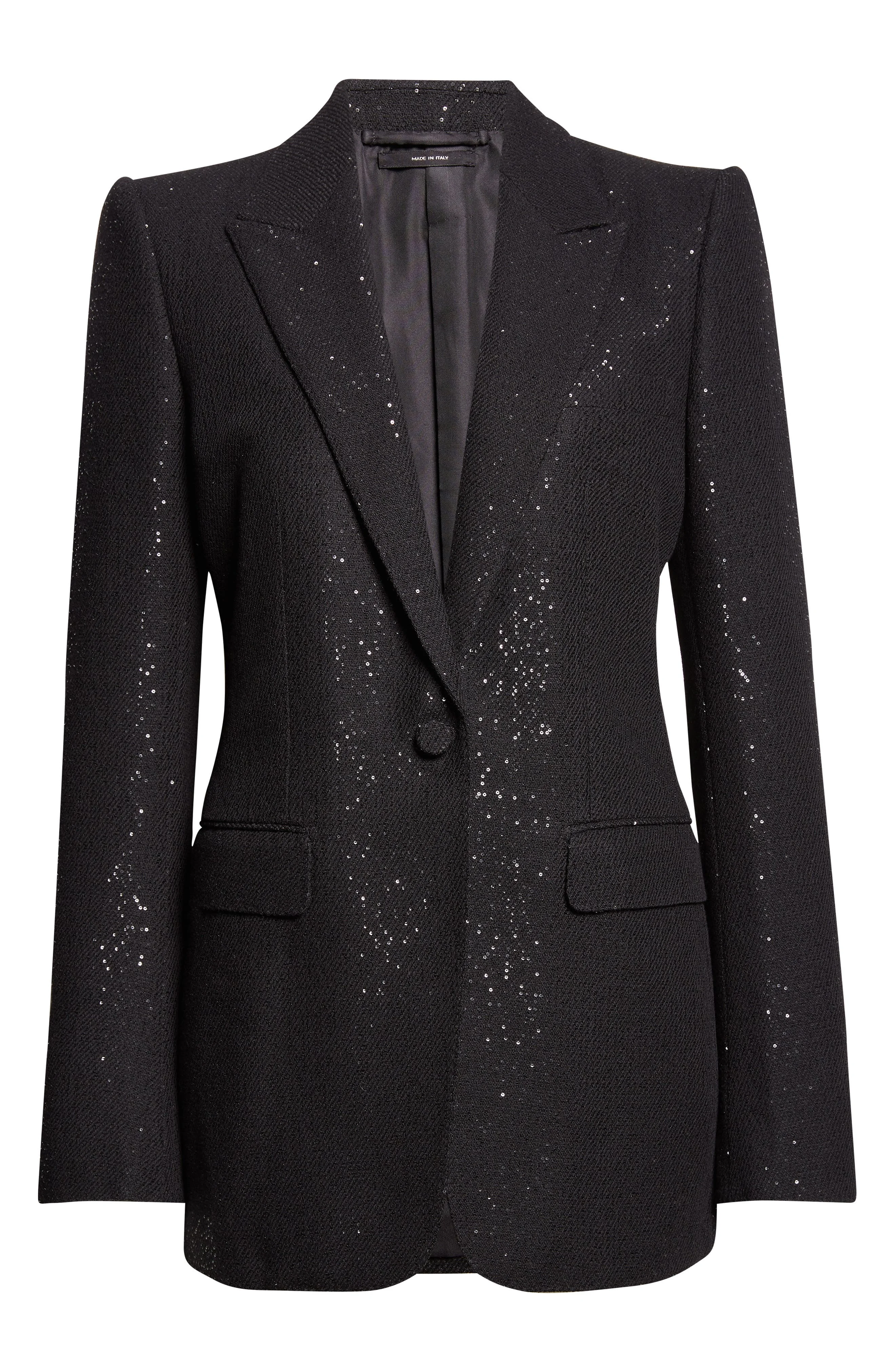 TOM FORD Sequin Wool Blend Blazer in Lb999 Black at Nordstrom - 1
